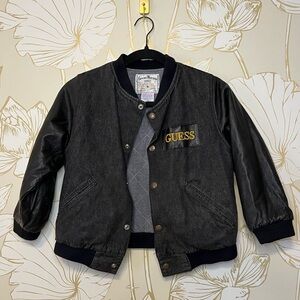 Baby Guess Vintage 80s Georges Marciano Denim & Leather Varsity Jacket - Size XL